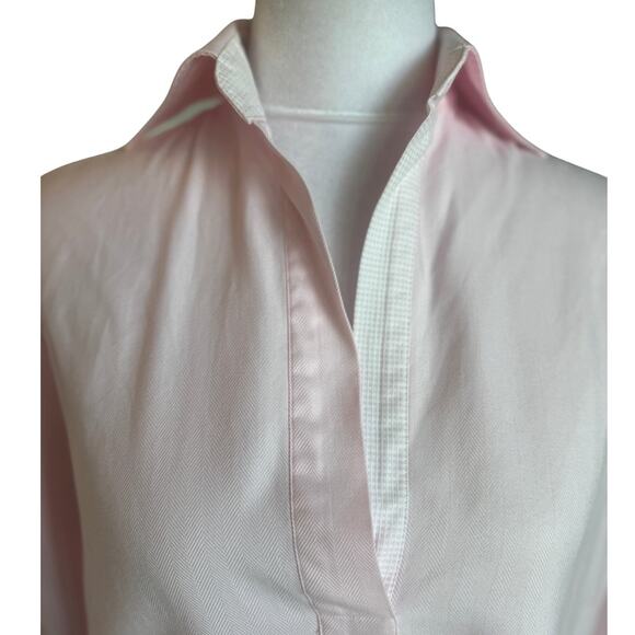 Double R Ravi Ratan Pink Herringbone 3/4 French Cuff Sleeve Medium M EUC - Picture 3 of 9